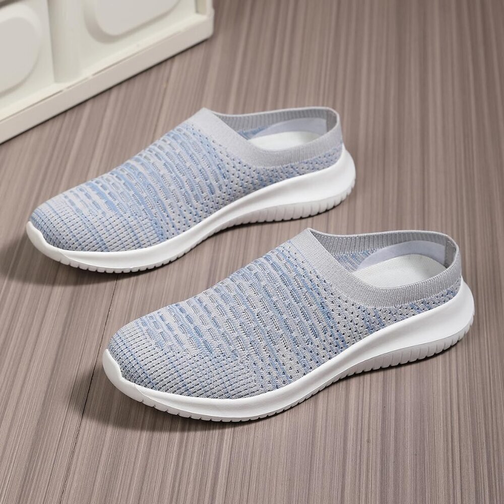 Women Slip On Sneakers Lightweight Breathable Knit Flat Shoes for Walking - Picture 5 of 9